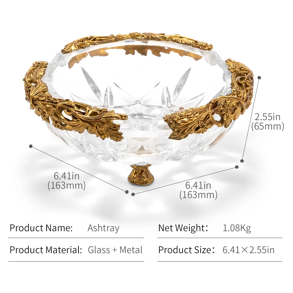 New Arrival Big Diameter Cigar Ashtray Custom Logo Crystal Glass Cigar Ashtray