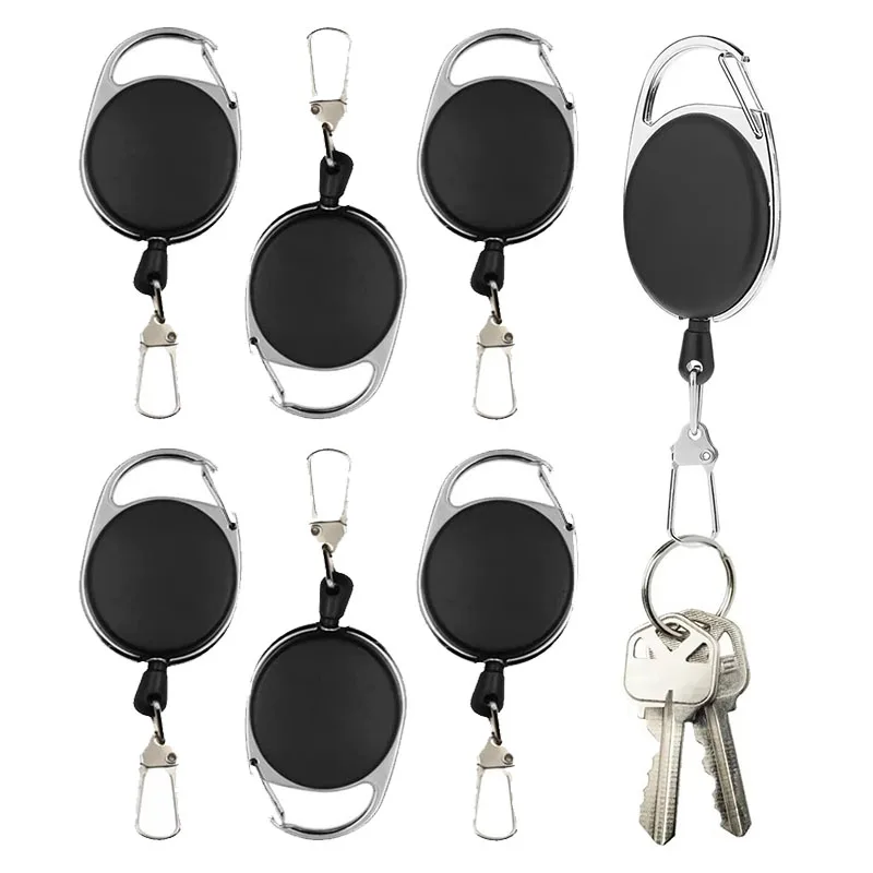 1/4/8 Uds llavero retráctil carrete insignia titular pesca con mosca Retractor Zinger con Clip de resorte de liberación rápida accesorios de pesca