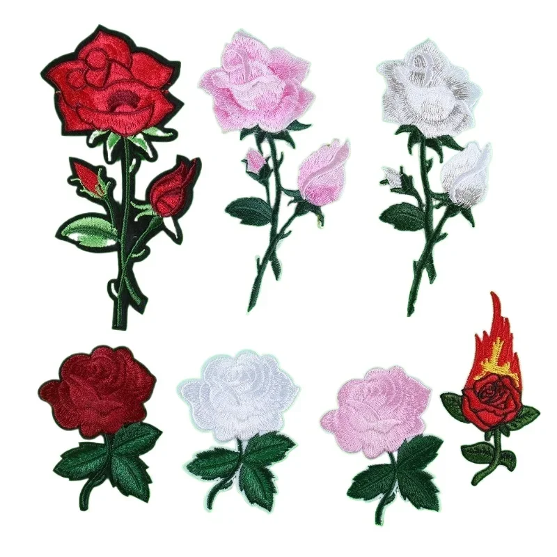 High-end Badge Rose Cloth Sticker Children's Clothing Accessories Foreign Trade Cross-border Explosion Burning Edge Adhesive
