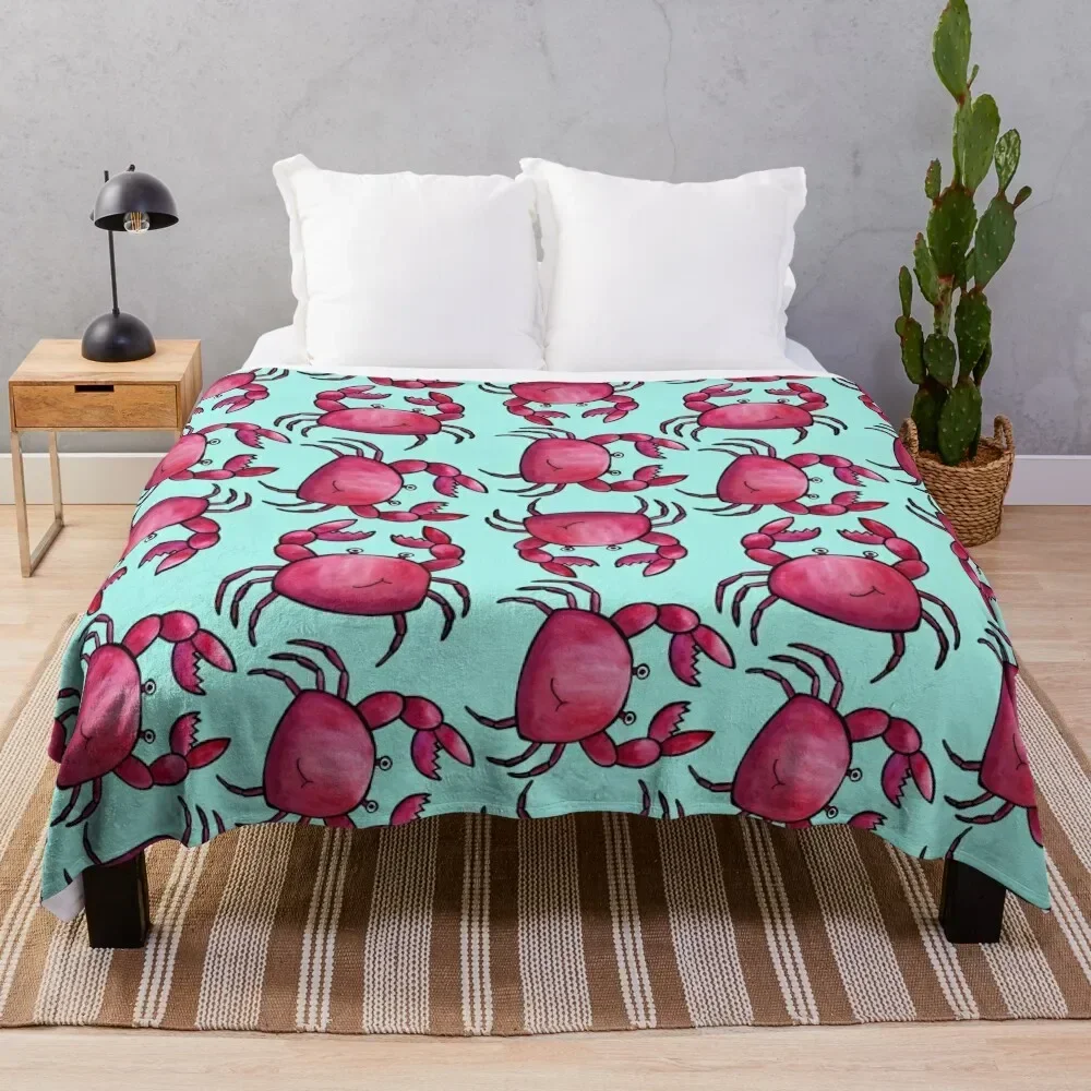 Watercolor Crab Print Throw Blanket Travel for sofa valentine gift ideas Designers Blankets