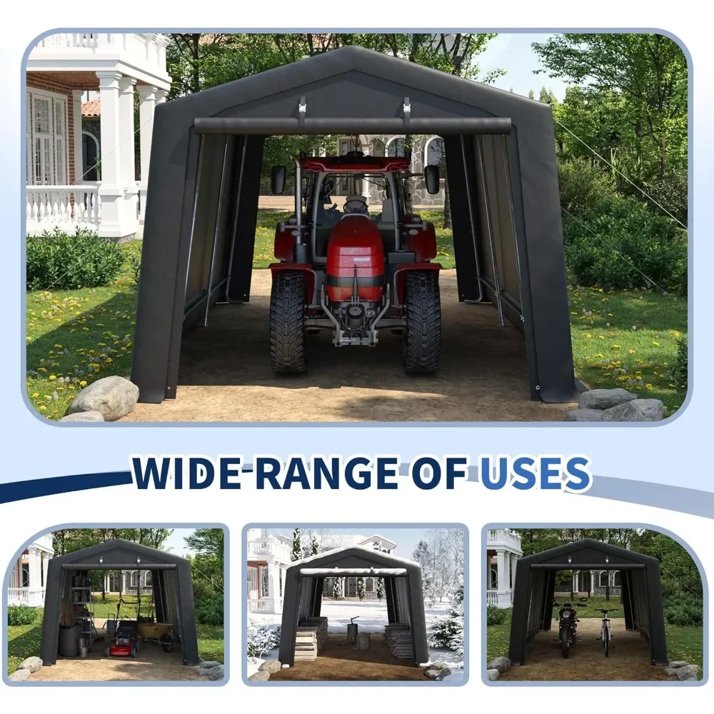 

Carport 10'×15' Heavy Duty,Car Canopy Portable Garage with Roll-up Zipper Door,Thick Shelter Storage Canopy Tent with All-Steel