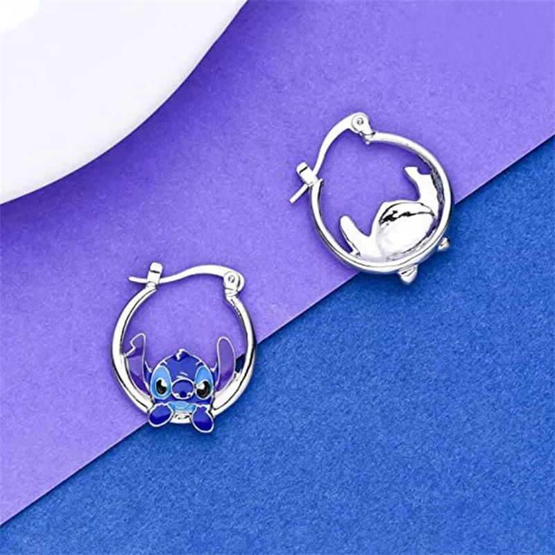 Disney Anime Lilo & Stitch Ear Pendants Kawaii Stitch Metal Earring Delicate Female Jewelry Accessories Woman Girl Gifts