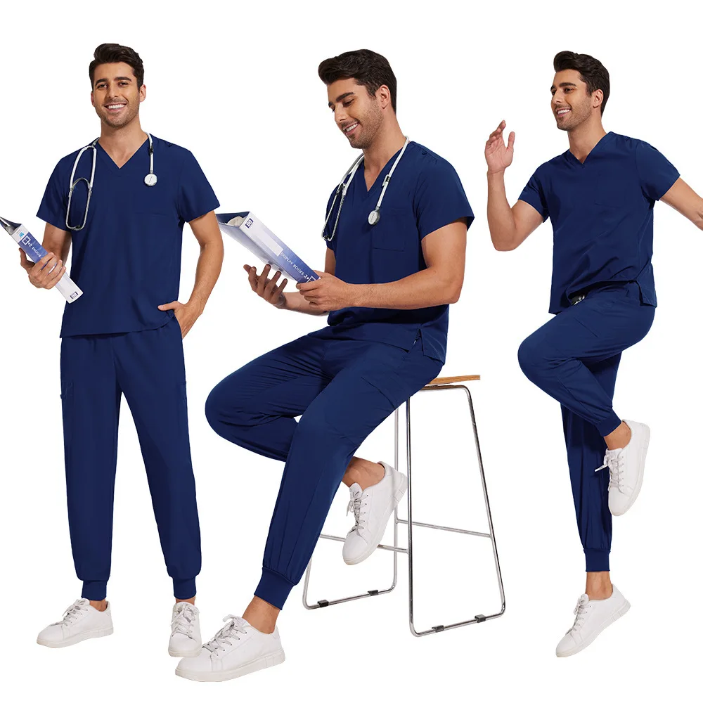 

Unisex Doctor Scrub Set V-Neck Thin Comfortable Breathable Nurse Cap Work Uniform Niaahinn