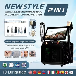 755 808 1064NM Tytanowa technologia laserowa 2 w 1 System chłodzenia Laser PICO Usuwanie tatuażu Laser diodowy Maszyna do usuwania włosów