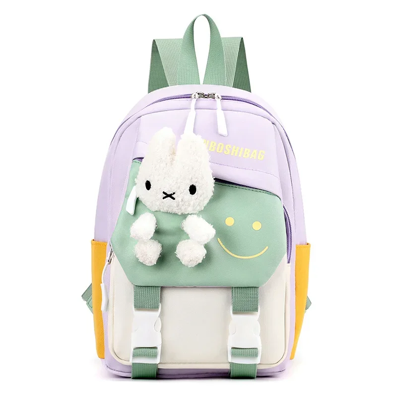 Cute cartoon rabbit doll schoolbag simple contrasting color fresh large capacity backpack