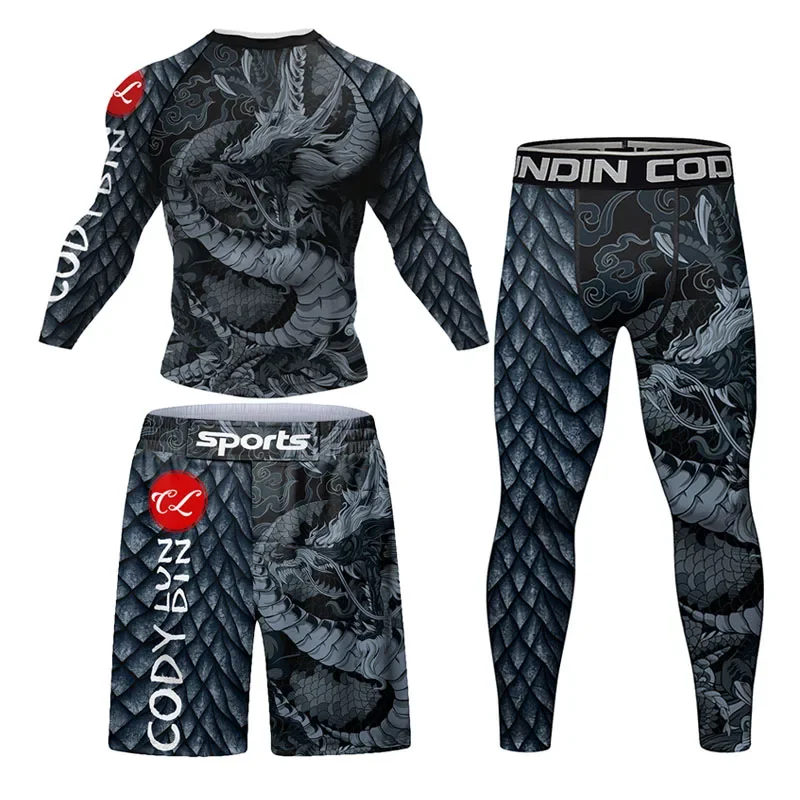 Mma Shorts Jiu Jitsu T-shirt Pant Sets Rashguard Bjj Full Body Mens Women Compression Boxing Jerseys Rash Guard Clothing Suits