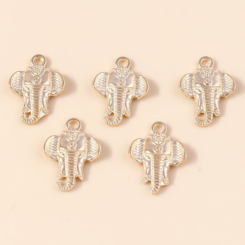 Leslie 10 Stück 21 x 15 mm goldfarbene Metall-Elefant-Anhänger für selbstgemachte Halsketten, Armbänder, Schmuckherstellung – Detail 4