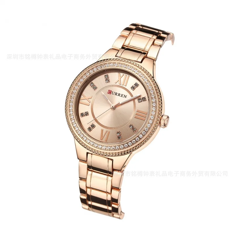 Curren Women's 9004 Quartz Watch Fashionable Waterproof Women's Watch Diamond Steel Watch