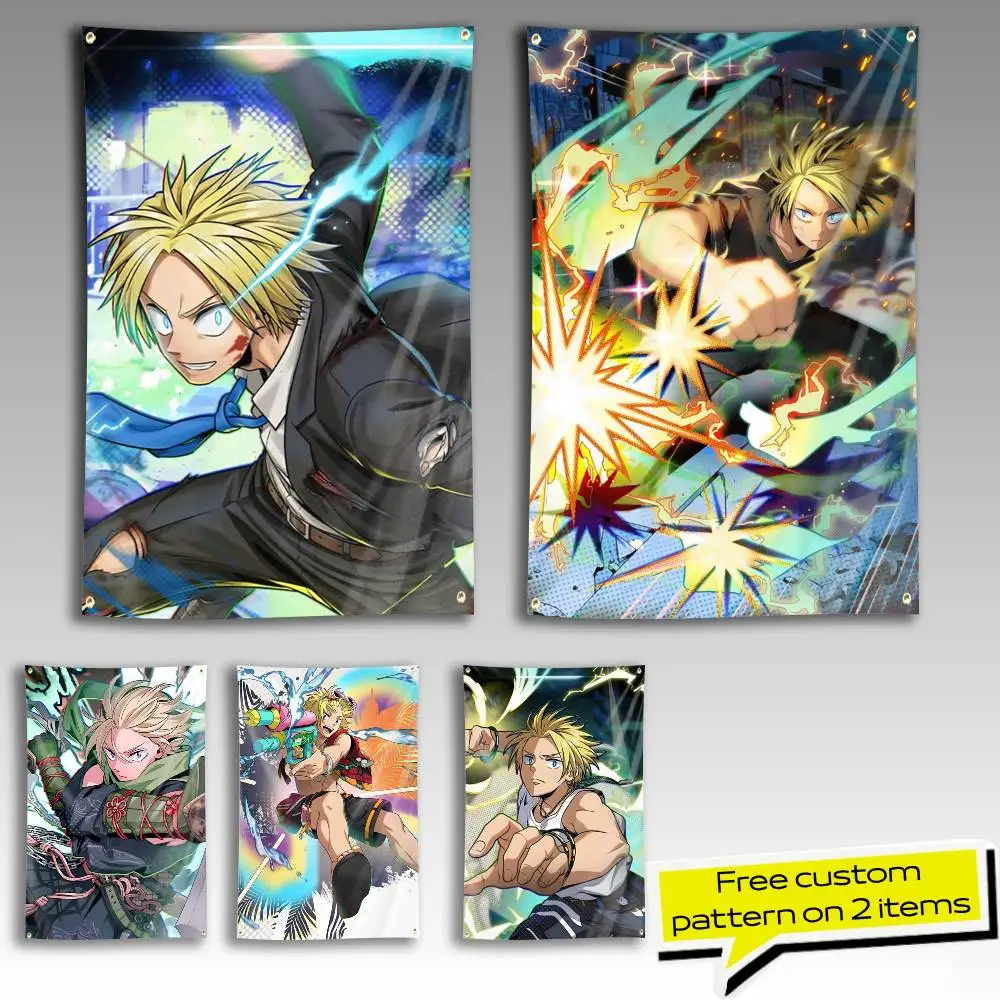 Shin A-Asakura Anime Sakamoto Flag Tapestry Banner for Bedroom Living Room Outdoor Camping Custom Supported