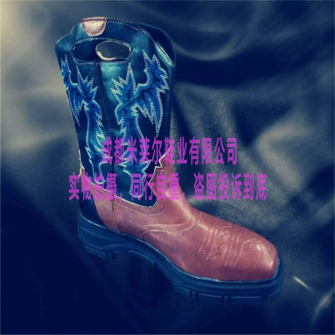 Men's Cowboy Boots Slip-on Embroidery Process Vintage Knight Men's Snow Motorcycle Big