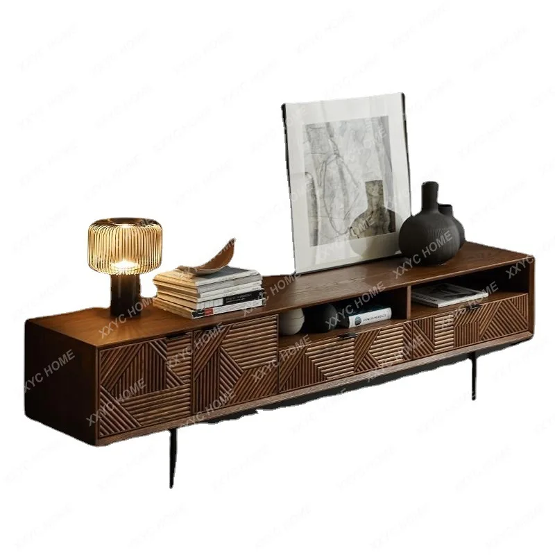 

Nordic Solid Wood TV Cabinet Small Apartment Home Living Room Furniture Post-Modern Simple Coffee Table TV Cabinet Unit