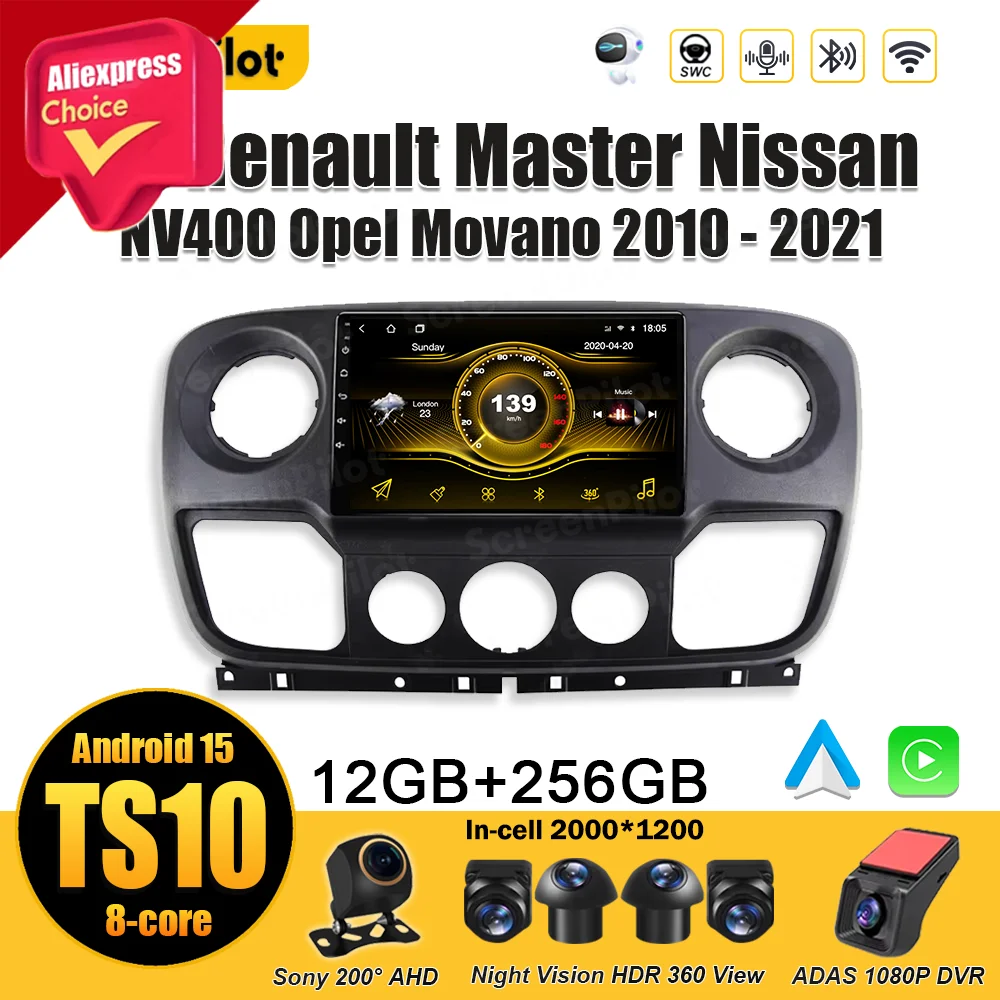 

Android 15 For Renault Master Nissan NV400 Opel Movano 2010 - 2021 Android Auto Multimedia Video Player Mirror Link Carplay 5G