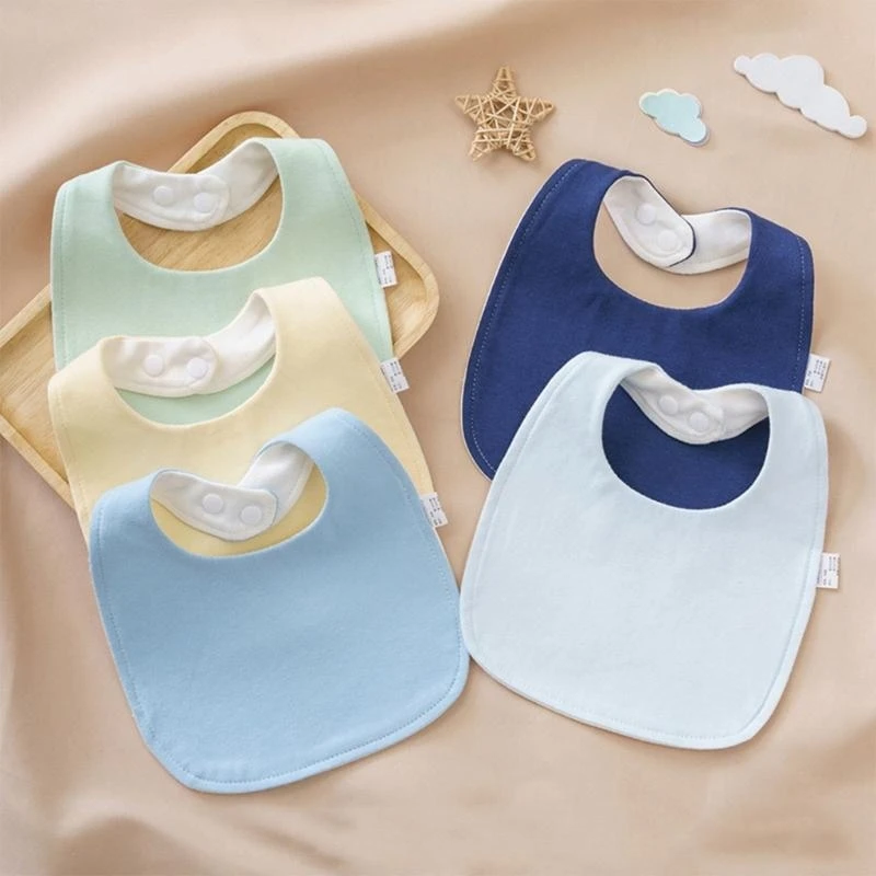 J15U 5 قطع/مجموعة مرايل للأطفال سهلة التنظيف مرايل لحديثي الولادة مرايل للتسنين من القطن للجنسين #4