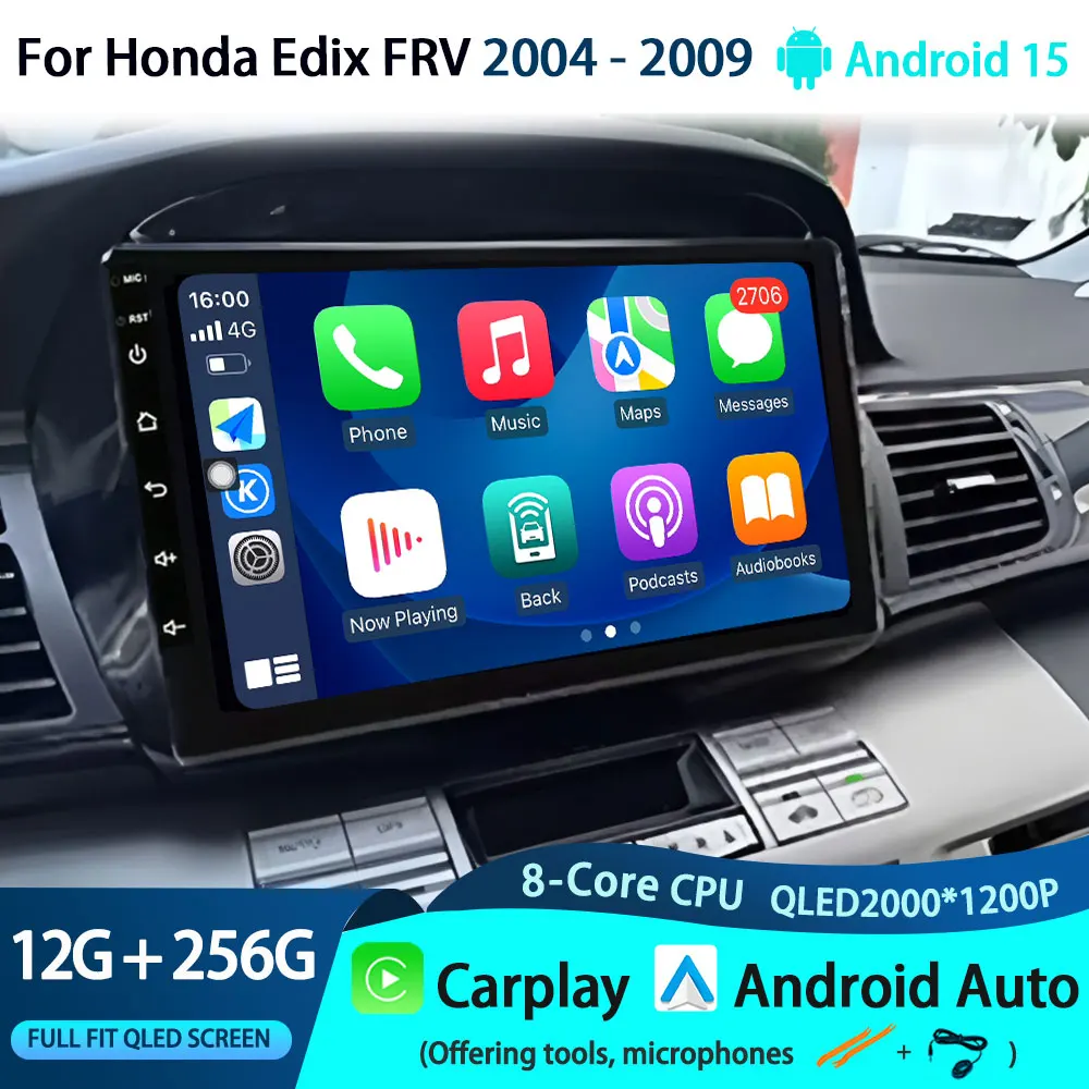 

For Honda Edix FRV 2004 2005 2006 2007 2008 2009 Android 15 Car Radio Multimedia Video Player Navigaion GPS no 2 DinHead Unit