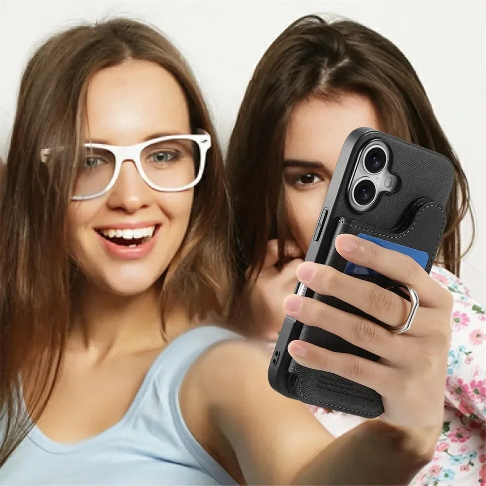 Flip-Wallet mit Kartenhalter RFID-blockierende Handyhülle für iPhone 18 17 16 15 14 Plus 13 12 Pro Max Ring-Lederhalterung – Detail 17