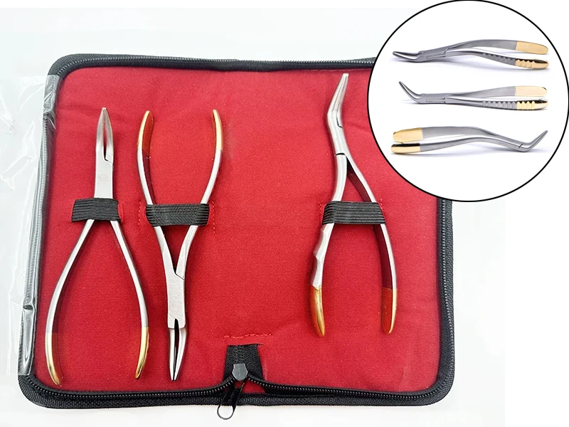 

1 set Dental Residual Root Tweezers Tooth Extraction Forceps Curved Maxillary Mandibular Teeth Universal Pliers Dentist Tools