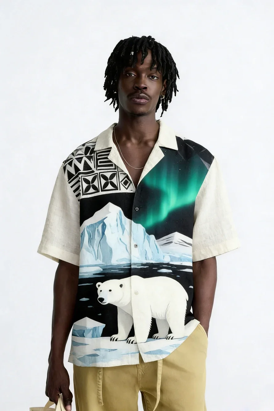 Men Vintage Black Butterfly Floral Cuban Collar Short Sleeve Shirt Loose Button Up Summer Beach Vacation Streetwear Tops