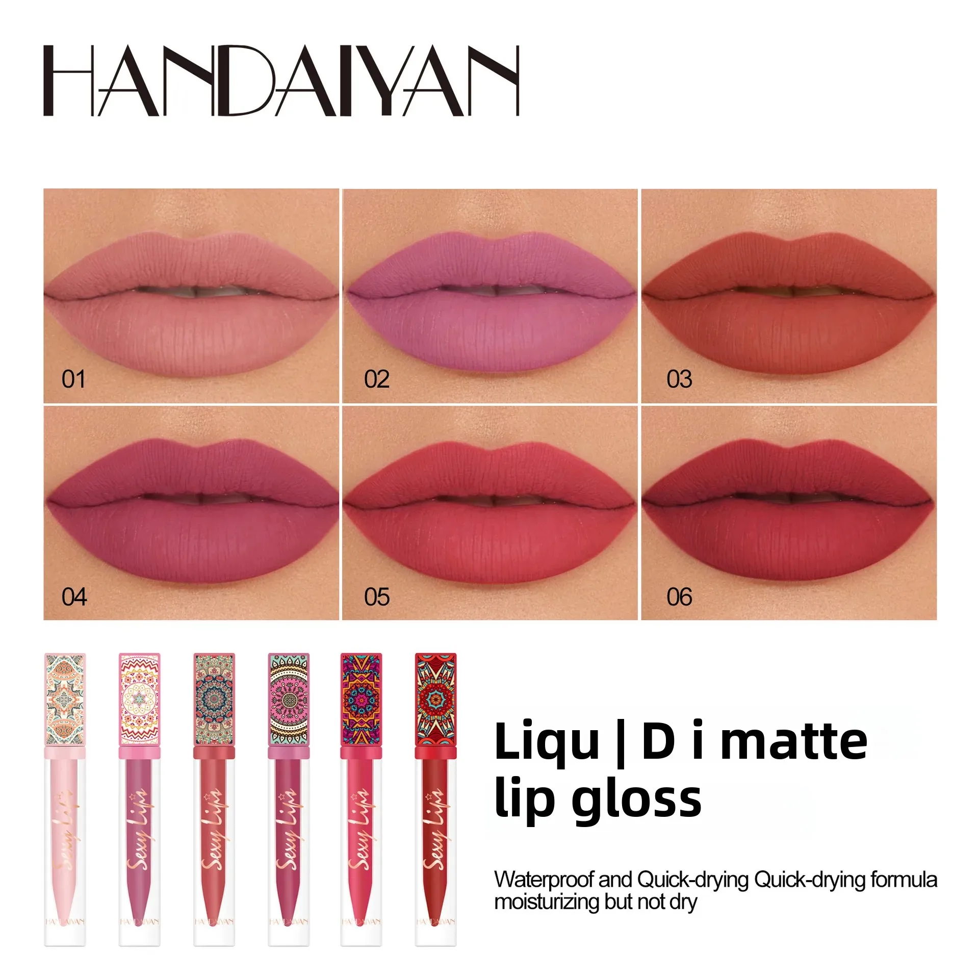 Lápiz labial líquido bohemio en tono tierra, 6 colores, mate, resistente al agua, textura de arcilla de terciopelo de larga duración, maquillaje de labios antiadherente