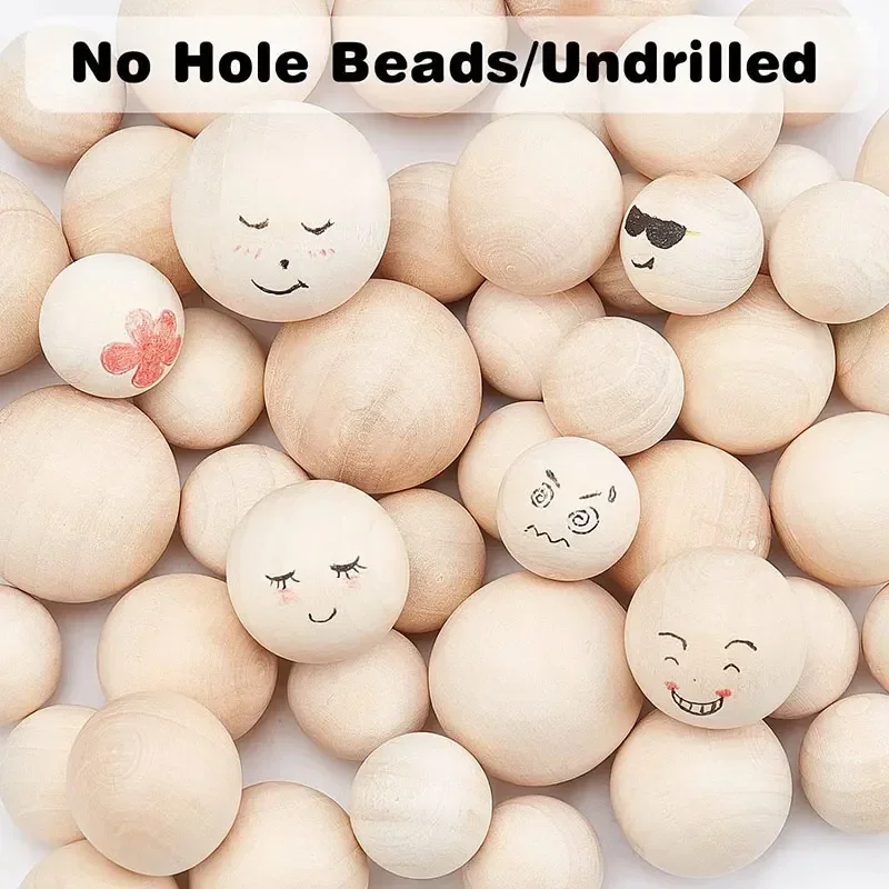 15/20/25/30/35/40mm Hardwood Balls Natural Unfinished Round Wooden Bead for Jewelry making bracelet DIY Wholesale No Hole