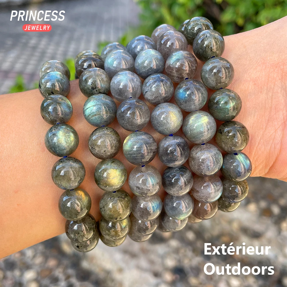 A++ Natural Blue Labradorite Bracelet 11-13mm Loose Gemstone Beads for Jewelry Making Wholesale Stone Beads DIY Accessories