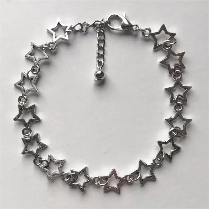 Hollow Stars Bracelet Y2k Vintage Anime Inspired Charm Sweet Cool Fashion Adjustable Harajuku Bangles for Women Jewelry Gifts