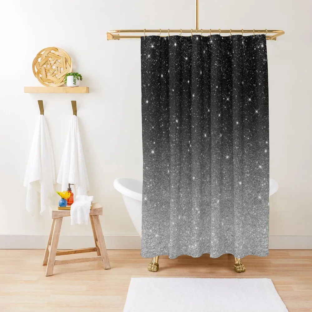 

Black Silver Grey Sparkle Ombre Glitter Shower Curtain Window Modern Bathroom Accessories Curtain