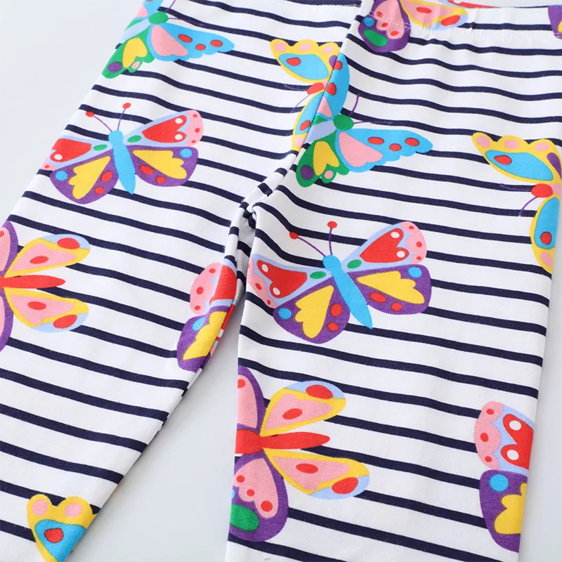 Little maven Fashion Baby Girls Leggings Butterfly Autumn Cotton Korean Children Clothes Casual Striped Pants for Kids