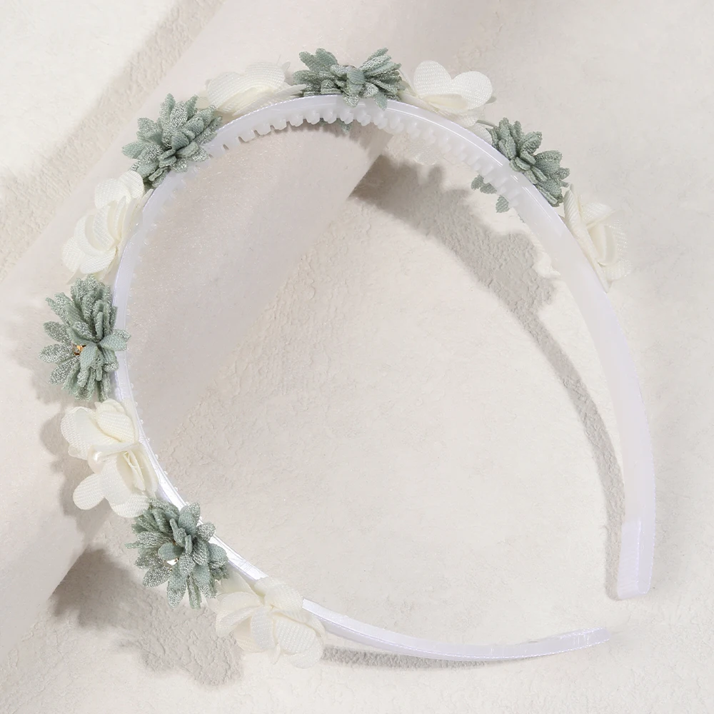 Flower Crown Headband White Pearl Rhinestone Daisy Bow Hair Band Girls Fairycore Wedding Party Hair Accessories
