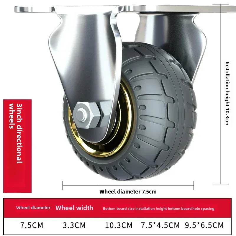 1 STKS Universele Zachte Rubberen Meubelwielen met Eenrichtingsstille Remwiel 3/4/5 Inch voor Bureau Karren