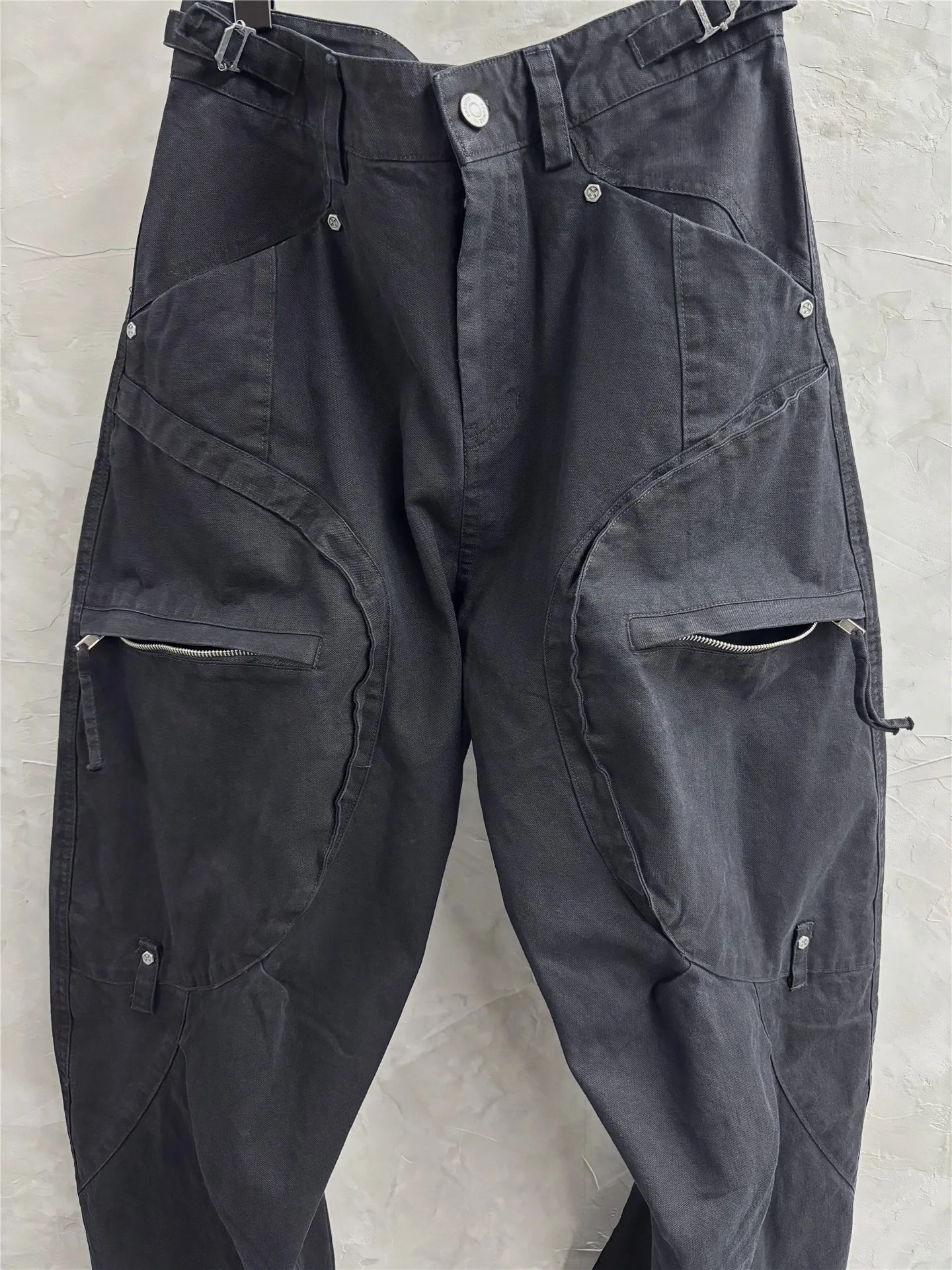 أوين ساك الرجال السراويل البضائع القطن عادية كبيرة الحجم القوطية الرجال Sweatpants الخريف الصليب الصلبة فضفاض أسود مصمم بنطلون طويل