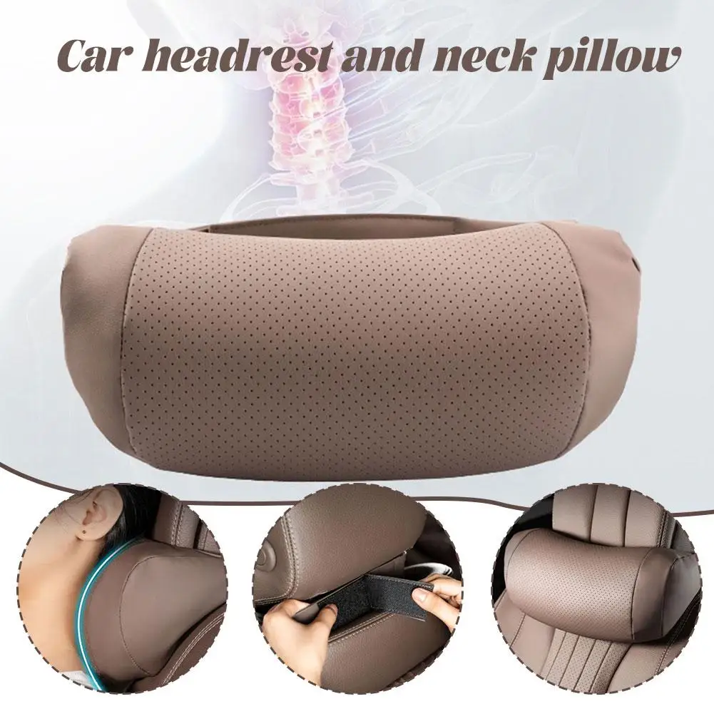 

Suitable for Mercedes-Benz BMW Audi Tesla Car Leather Headrest Universal Car Interior Supplies Maybach Seat Protect Neck Pillow