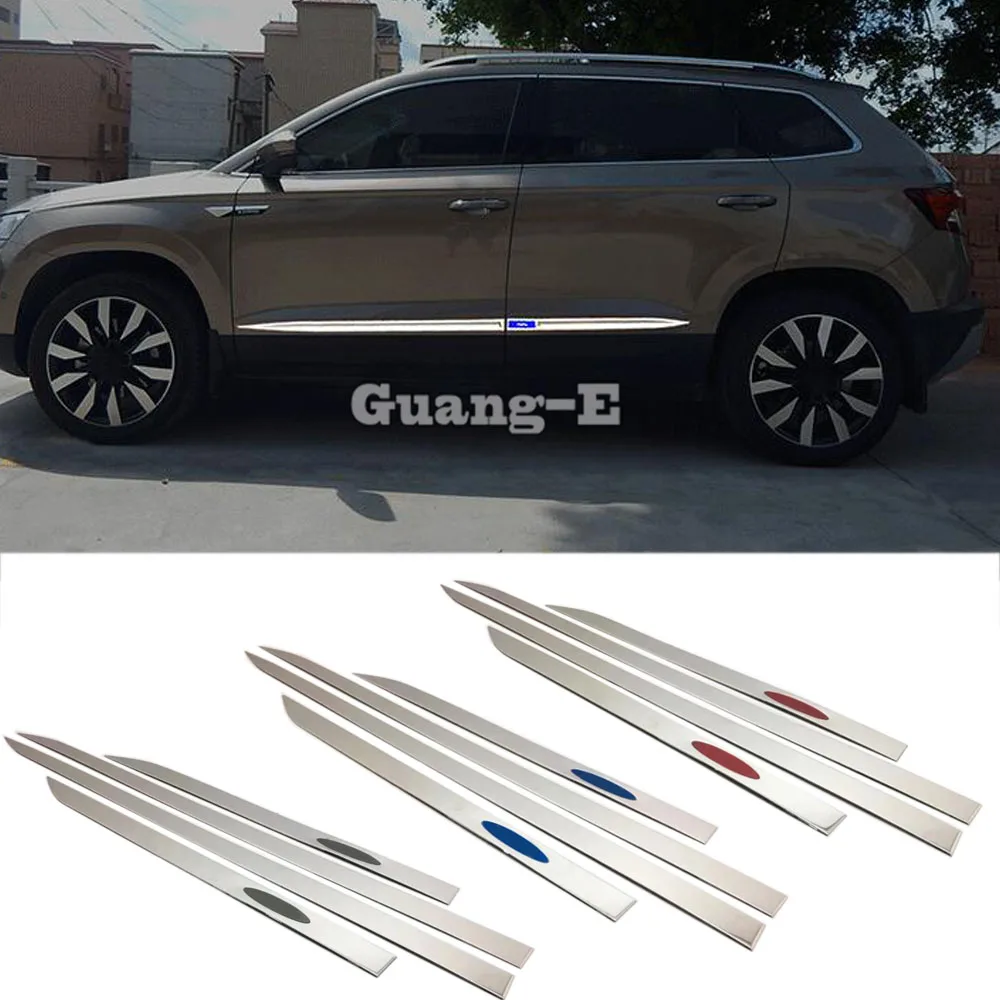 Car Styling Side Door Body Trim Strip Molding Stainless Steel Stream Panel Bumper For Skoda Karoq 2017 2018 2019 2020 2021 2022