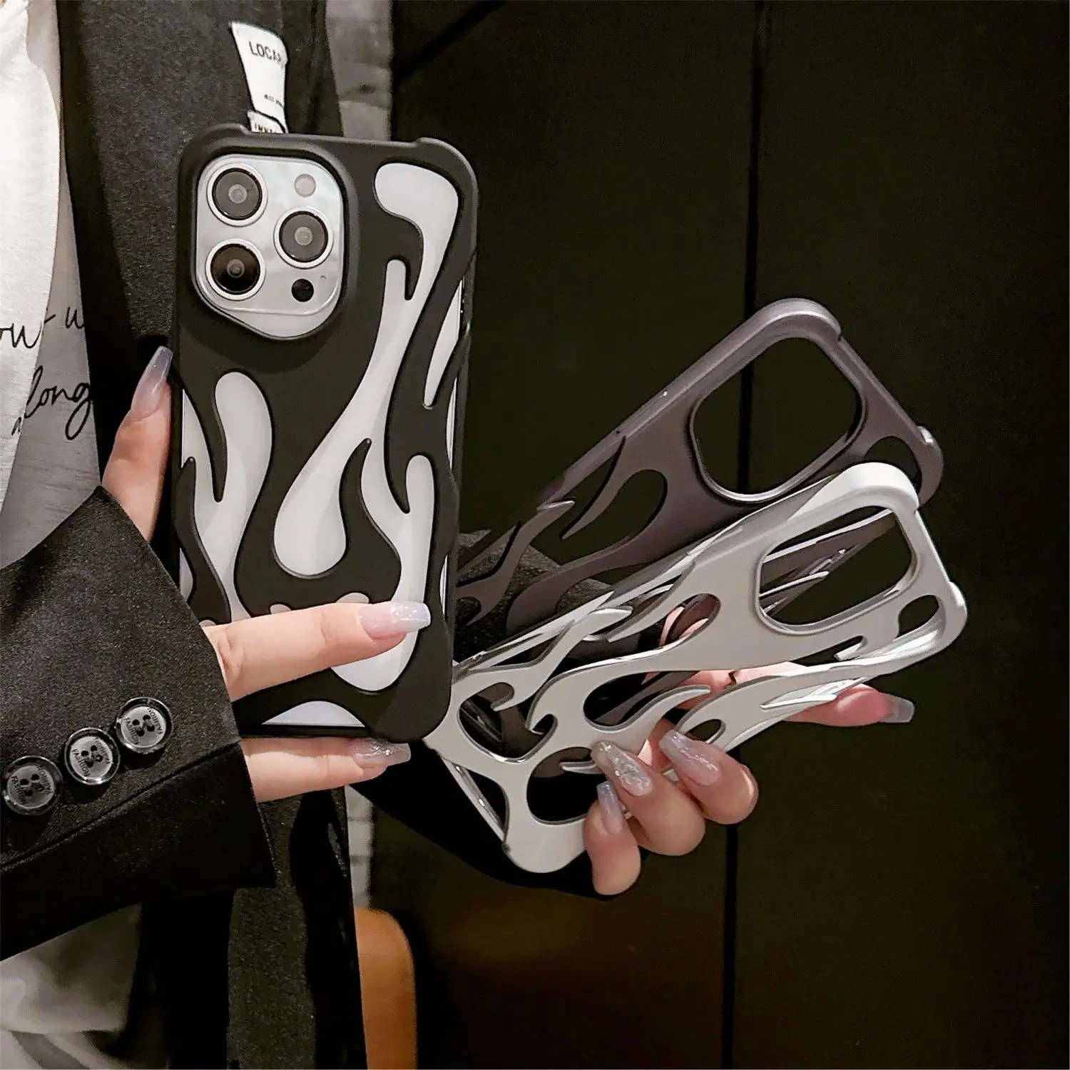 

3D Flame Pattern Hollow Slim Phone Case For Samsung A55 A54 5g A16 A15 A06 A14 Case Galaxy S25 S24 S23 S22 Ultra S25 Plus Cover