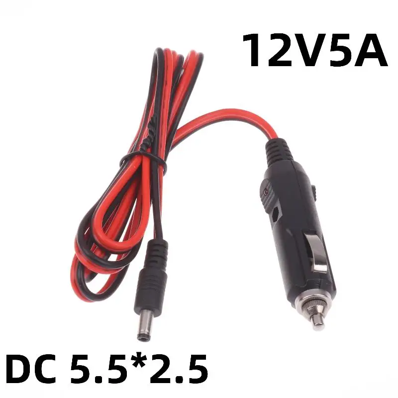 

1Pcs Car Charger Power Cable 1.2 Meters DC5525 Universal 12V 5A Male Cigarette Plug Cable Connection Line With LED Light