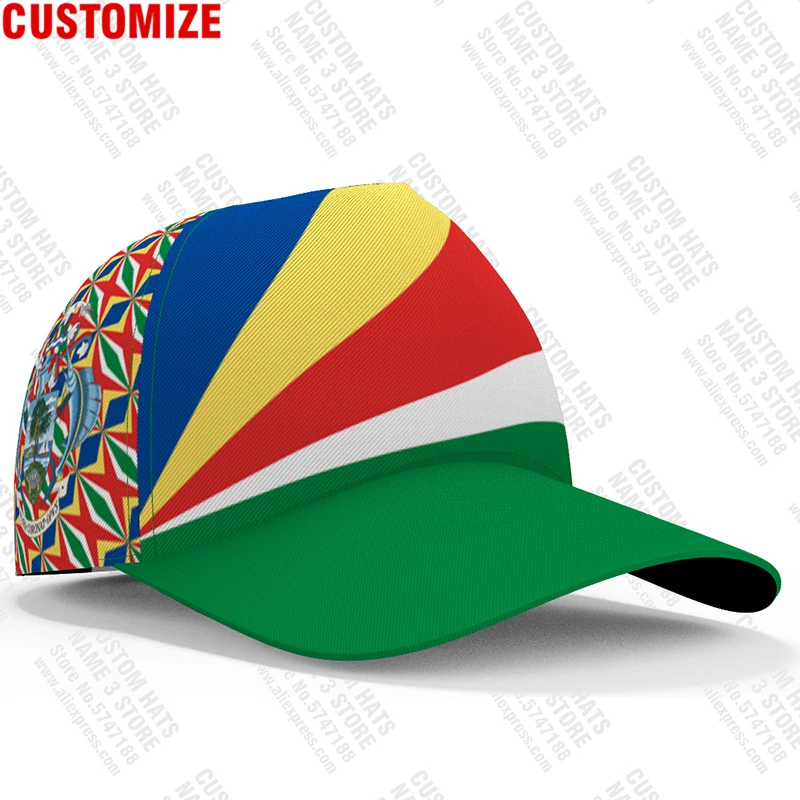 Seychelles Baseball Cap Custom Made Name Number Team Logo Hat Syc Country Travel Sesel Banner Nation Latin Flag Photo Headgear