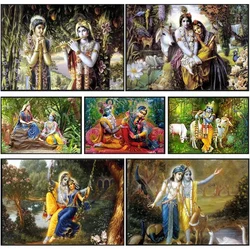 Indian God Radha Krishna Canvas Painting Wall Art Posters and Prints Modern Religion Pictures for Living Room Home Decoraion