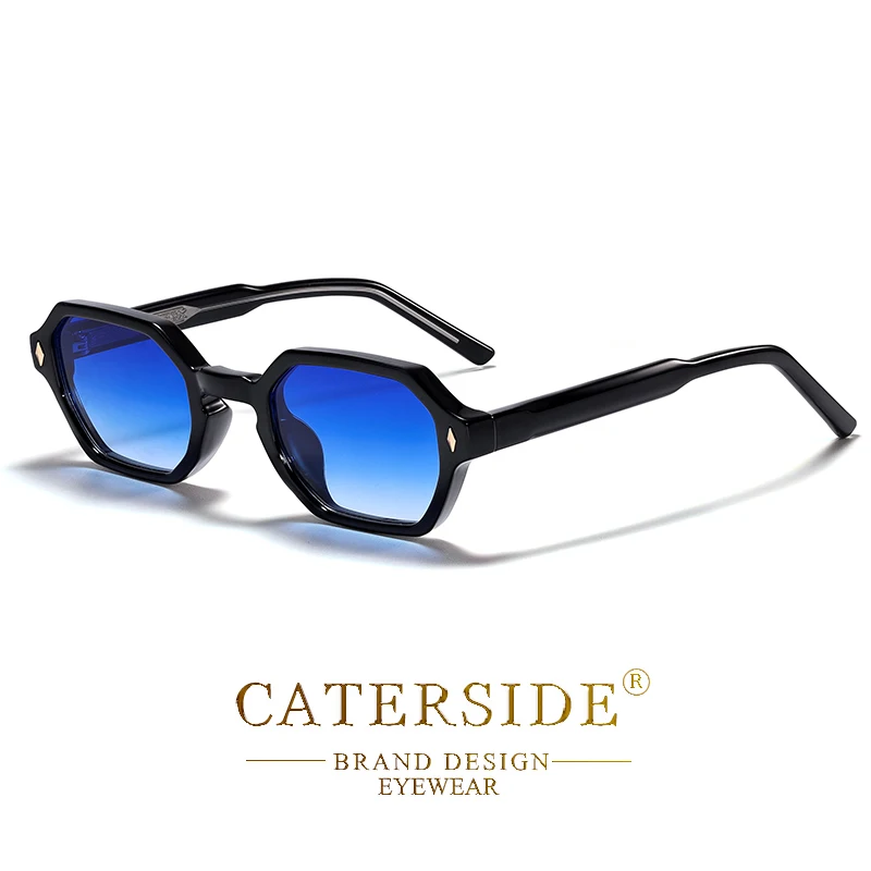 CATERDIDE Retro Polygonale Herren-Sonnenbrille, personalisiertes Design, quadratischer Rahmen, Sonnenbrille für Damen, Partys, Reisen, Urlaub, Brille – Detail 16