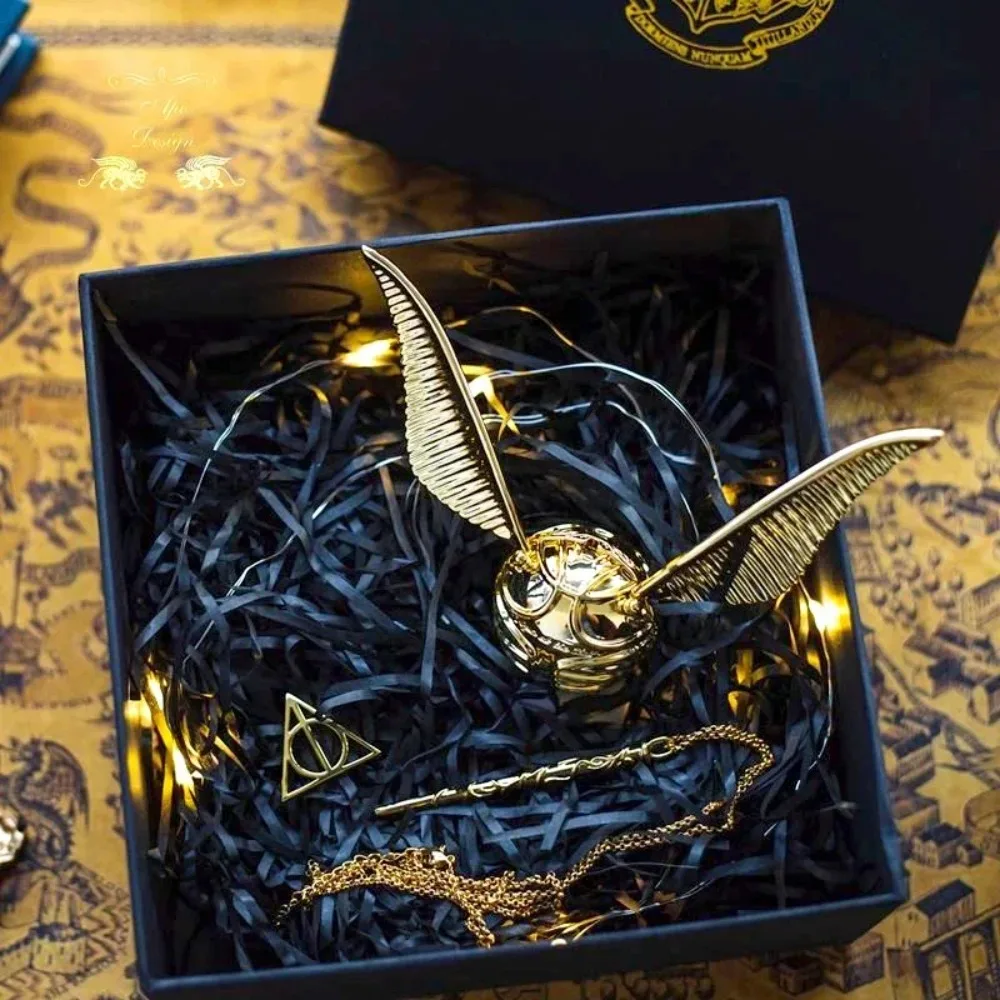 

Gold Snitch Ring Box Wings Movable Retro Metal Jewelry Box Organizer Storage Jewelry Display Box Exquisite Gifts Packaging