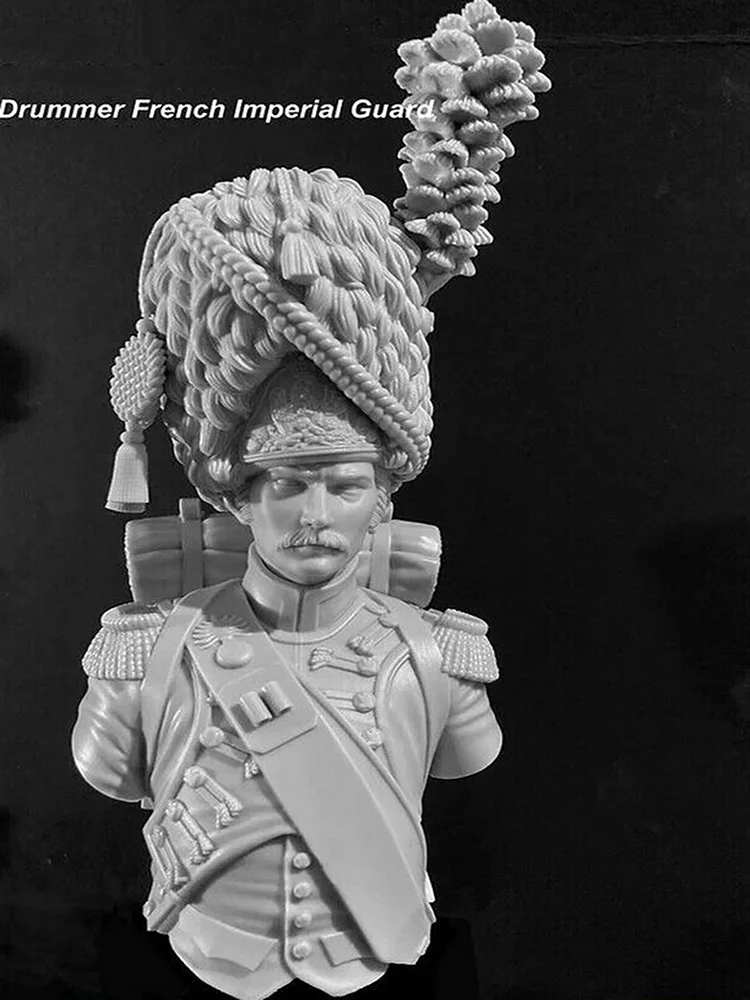 Resin soldier 1/6 Napoleonic French Imperial Guard Drummer 16th Bust  Model Unassambled Unpainted  Figure Building Kit