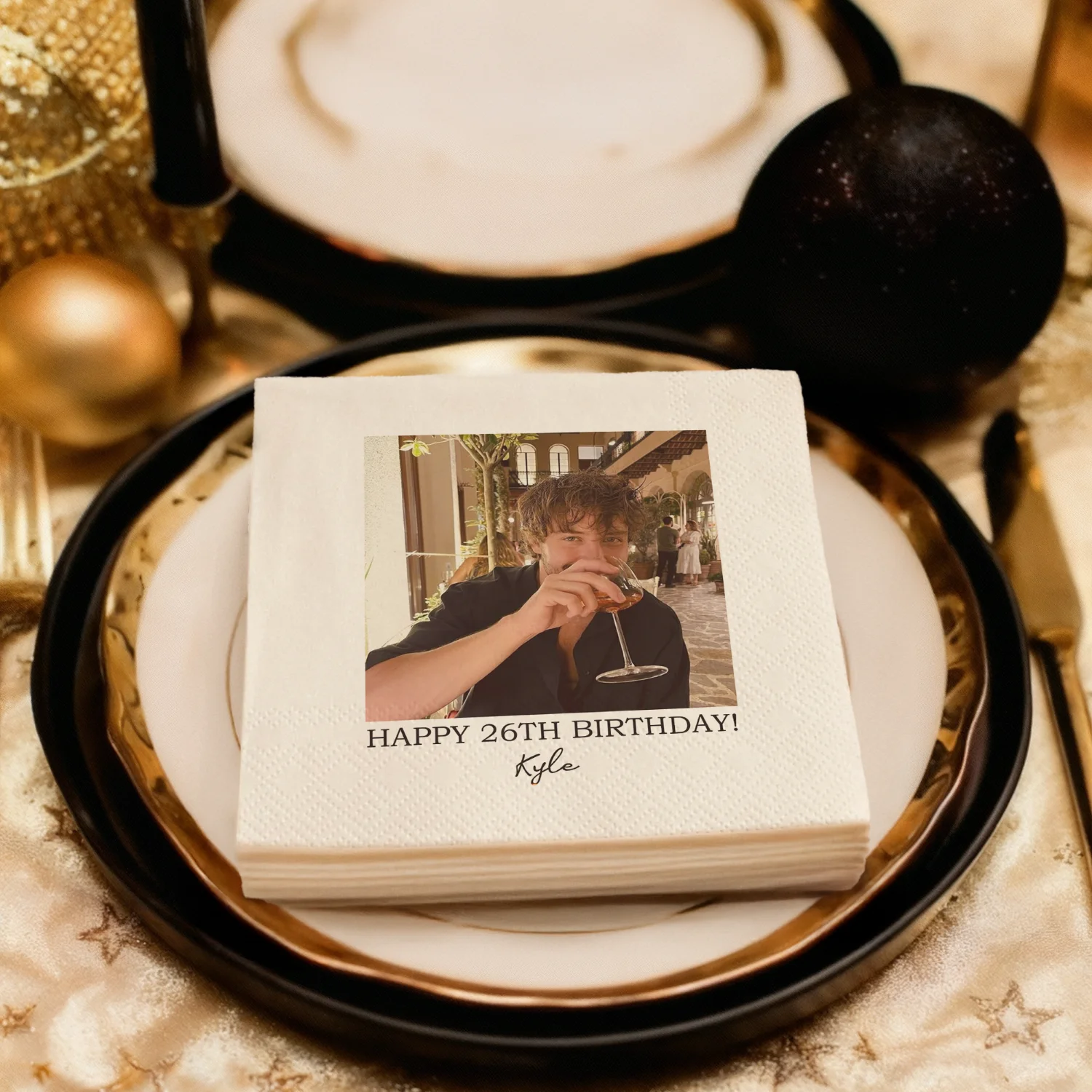 

Personalized Paper Napkins for Birthday Custom Napkins of Text Elegent Disposable Napkins of Photo,for Baby Shower Hen Party