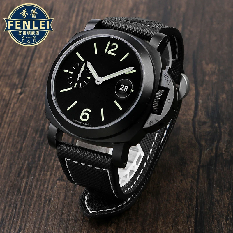 سوار ساعة نايلون منقوش للرجال ، حزام قماش ، 24 ، سوار أزرق ، بانيراي لومينو PA441 ، جودة عالية ، ألياف كربون