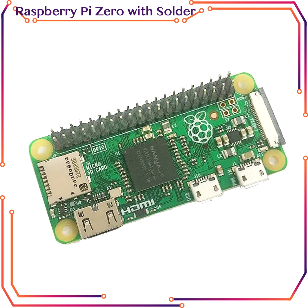 Raspberry Pi Zero with Solder Low-Cost Pared Down Pi Half Size of a Model A+ BCM2835 Affordable Enough for Any Project 40PIN