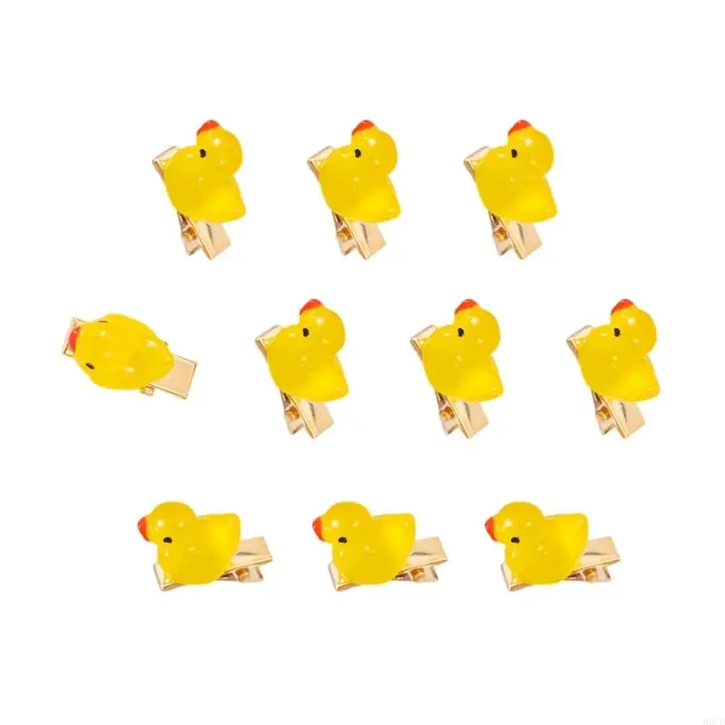 M6CD 10ピースかわいいアヒルヘアアクセサリーセット黄色のアヒルのヘアクリップキッズパーティースクールコスチューム小道具髪の飾り