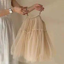 Kids Girls Lace Mesh Dress 2023 New Arrival Children Princess Champagne Slip Dress Baby Girls Summer Sleeveless Dress