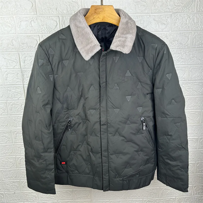 

Busin Casual Lightweight down Jaet 95 Size Faionable Turned Fur Collar Autumn Winter Outerwear for Men