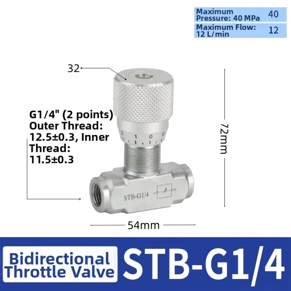 

Двухходовой гидравлический клапан регулирования расхода STB Корпус из углеродистой стали 1, 4 дюйма, 3, 8 дюйма, резьба для гидравлических пневматических и жидкостных систем