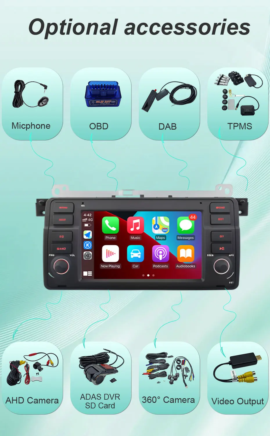 7-Zoll Android 16 Autoradio für BMW E46 3er-Serie 318 320 325 330 335 M3 1998-2005 GPS-Navigation WLAN Bluetooth FM Touchscreen Auto-Stereoanlage – Detail 19