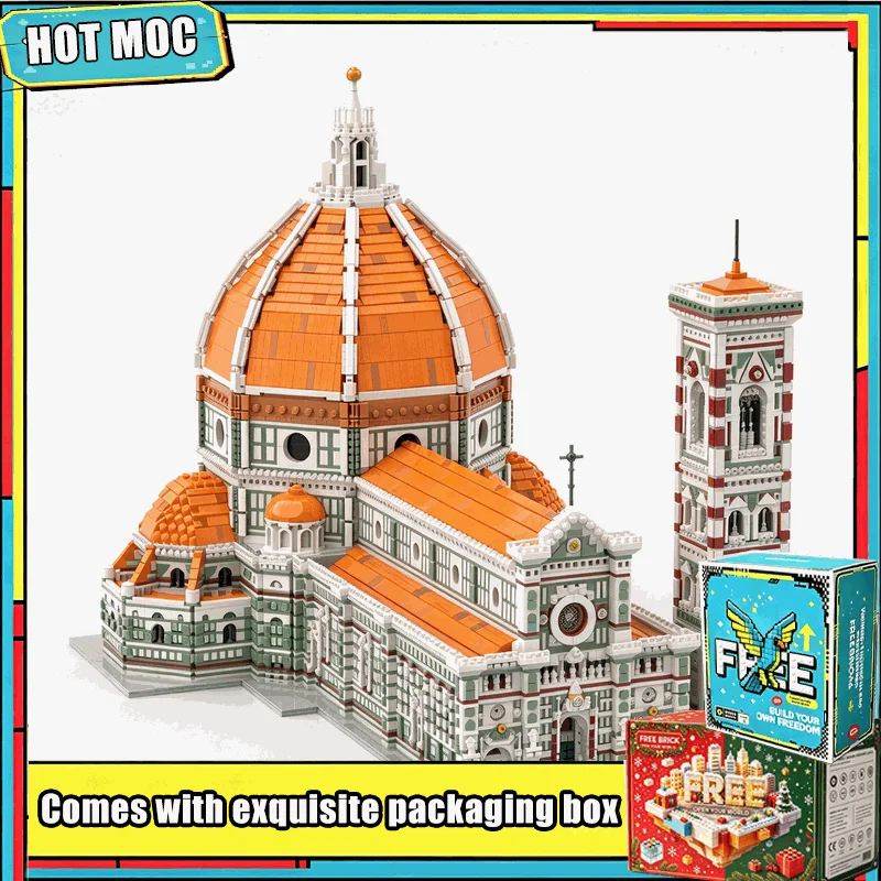 17854 PCS Italian Renaissance Cathedral Dome Bell Tower Architecture Model Custom Puzzle DIY Assembly Building Blocks Gifts Set