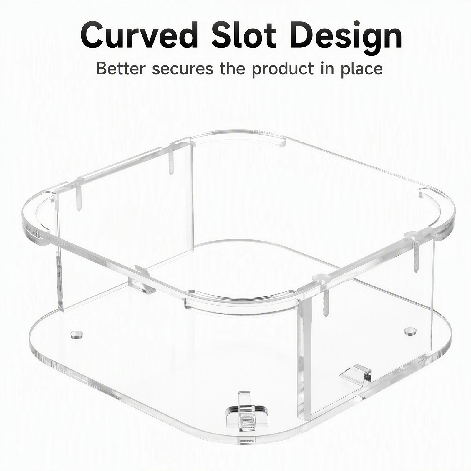 Clear Transparent Acrylic Stand for Mini M4 Pro Wall Mount Bracket Under Desk Holder Curved Slot Screws Included