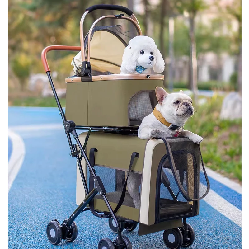 

Double Detachable Pet Cart Foldable Lightweight Stroller for Cats And Dogs Pet Supplies for Outdoor Trips